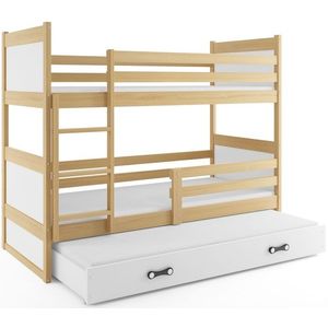 BMS Detská poschodová posteľ s prístelkou RICO 3 | borovica 80 x 160 cm Farba: Biela vyobraziť
