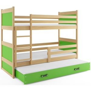 BMS Detská poschodová posteľ s prístelkou RICO 3 | borovica 80 x 160 cm Farba: Zelená vyobraziť
