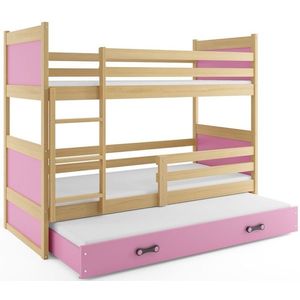 BMS Detská poschodová posteľ s prístelkou RICO 3 | borovica 80 x 160 cm Farba: Ružová vyobraziť
