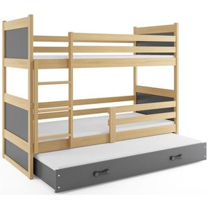 BMS Detská poschodová posteľ s prístelkou RICO 3 | borovica 80 x 160 cm Farba: Sivá vyobraziť