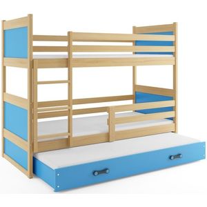 BMS Detská poschodová posteľ s prístelkou RICO 3 | borovica 80 x 160 cm Farba: Modrá vyobraziť
