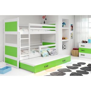 BMS Detská poschodová posteľ s prístelkou RICO 3 | biela 80 x 190 cm Farba: Zelená vyobraziť