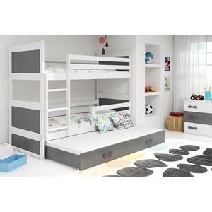 BMS Detská poschodová posteľ s prístelkou RICO 3 | biela 80 x 190 cm Farba: Sivá vyobraziť