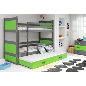 BMS Detská poschodová posteľ s prístelkou RICO 3 | sivá 80 x 190 cm Farba: Zelená vyobraziť