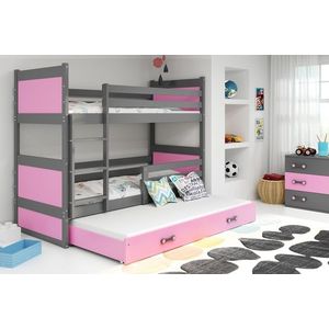 BMS Detská poschodová posteľ s prístelkou RICO 3 | sivá 80 x 190 cm Farba: Ružová vyobraziť