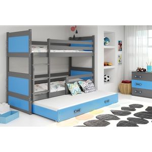 BMS Detská poschodová posteľ s prístelkou RICO 3 | sivá 80 x 190 cm Farba: Modrá vyobraziť