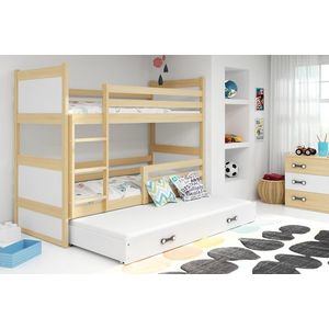 BMS Detská poschodová posteľ s prístelkou RICO 3| borovica 80 x 190 cm Farba: Biela vyobraziť