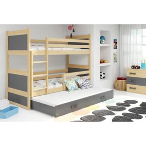 BMS Detská poschodová posteľ s prístelkou RICO 3| borovica 80 x 190 cm Farba: Sivá vyobraziť