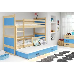 BMS Detská poschodová posteľ s prístelkou RICO 3 | borovica 80 x 190 cm Farba: Modrá vyobraziť