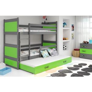 BMS Detská poschodová posteľ s prístelkou RICO 3 | sivá 90 x 200 cm Farba: Zelená vyobraziť
