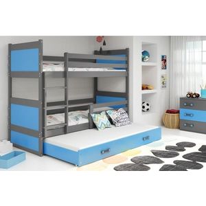 BMS Detská poschodová posteľ s prístelkou RICO 3 | sivá 90 x 200 cm Farba: Modrá vyobraziť