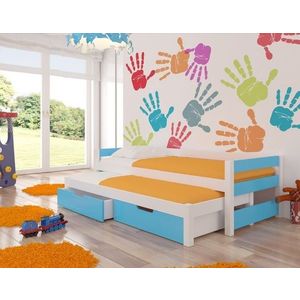 ArtAdrk Detská posteľ s prístelkou FRAGA Farba: biela / modrá vyobraziť