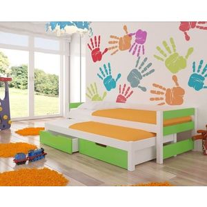 ArtAdrk Detská posteľ s prístelkou FRAGA Farba: biela / zelená vyobraziť
