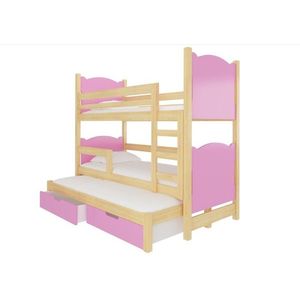 ArtAdrk Detská poschodová posteľ LETICIA Farba: Borovica / ružová vyobraziť