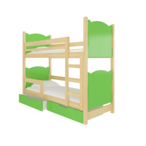 ArtAdrk Detská poschodová posteľ MARABA Farba: Borovica / zelená vyobraziť