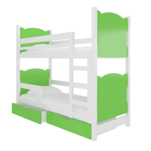 ArtAdrk Detská poschodová posteľ MARABA Farba: biela / zelená vyobraziť