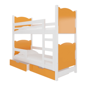 ArtAdrk Detská poschodová posteľ MARABA Farba: Biela / oranžová vyobraziť