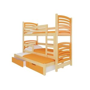 ArtAdrk Detská poschodová posteľ s prístelkou SORIA Farba: borovica / oranžová vyobraziť
