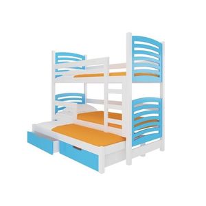 ArtAdrk Detská poschodová posteľ s prístelkou SORIA Farba: biela / modrá vyobraziť
