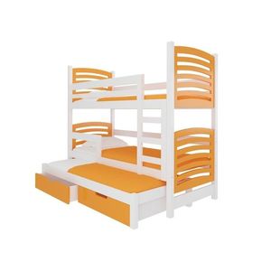 ArtAdrk Detská poschodová posteľ s prístelkou SORIA Farba: Biela / oranžová vyobraziť