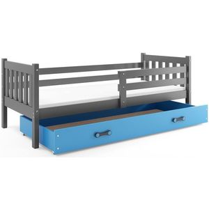 BMS Detská posteľ s úložným priestorom CARINO | 90 x 200 cm Farba: Sivá / Modrá vyobraziť