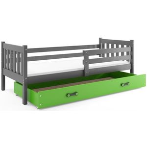 BMS Detská posteľ s úložným priestorom CARINO | 90 x 200 cm Farba: Sivá / zelená vyobraziť