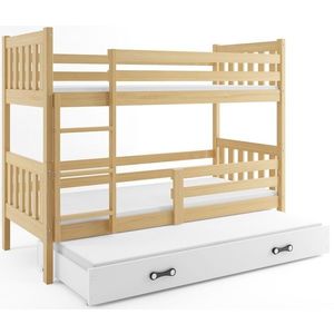 BMS Detská poschodová posteľ s prístelkou CARINO 3 | 80 x 190 cm Farba: Borovica / biela vyobraziť