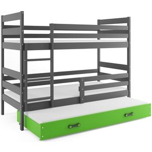 BMS Detská poschodová posteľ ERYK 3 s prístelkou | sivá Farba: Sivá / zelená, Rozmer.: 200 x 90 cm vyobraziť