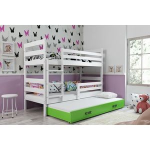 BMS Detská poschodová posteľ s prístelkou ERYK 3 | biela Farba: biela / zelená, Rozmer.: 160 x 80 cm vyobraziť