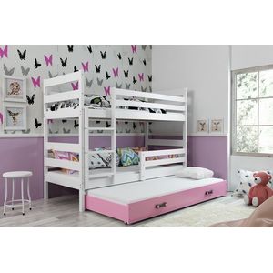 BMS Detská poschodová posteľ s prístelkou ERYK 3 | biela Farba: biela / ružová, Rozmer.: 160 x 80 cm vyobraziť