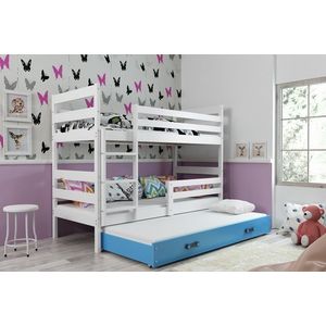 BMS Detská poschodová posteľ s prístelkou ERYK 3 | biela Farba: biela / modrá, Rozmer.: 160 x 80 cm vyobraziť
