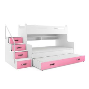 BMS Detská poschodová posteľ s prístelkou MAX 3 Farba: Ružová vyobraziť