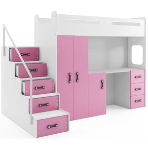 BMS Detská poschodová posteľ so stolíkom MAX 4 Farba: Ružová vyobraziť