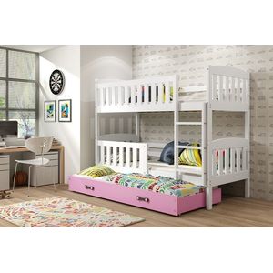 BMS Detská poschodová posteľ KUBUŠ 3 s prístelkou | biela Farba: biela / ružová, Rozmer.: 190 x 80 cm vyobraziť