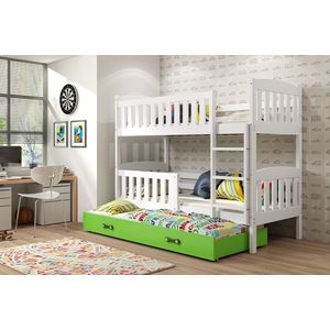 BMS Detská poschodová posteľ KUBUŠ 3 s prístelkou | biela Farba: biela / zelená, Rozmer.: 190 x 80 cm vyobraziť