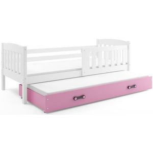 BMS Detská posteľ KUBUŠ 2 s prístelkou | biela Farba: biela / ružová, Rozmer.: 200 x 90 cm vyobraziť
