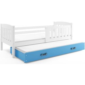 BMS Detská posteľ KUBUŠ 2 s prístelkou | biela Farba: biela / modrá, Rozmer.: 200 x 90 cm vyobraziť