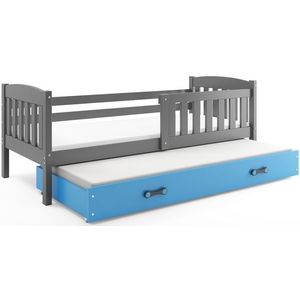 BMS Detská posteľ KUBUŠ 2 s prístelkou | sivá Farba: Sivá / Modrá, Rozmer.: 200 x 90 cm vyobraziť