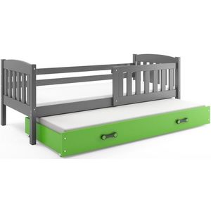 BMS Detská posteľ KUBUŠ 2 s prístelkou | sivá Farba: Sivá / zelená, Rozmer.: 200 x 90 cm vyobraziť