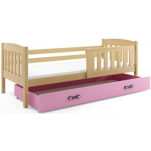 BMS Detská posteľ KUBUŠ 1 s úložným priestorom | borovica Farba: Borovica / ružová, Rozmer.: 200 x 90 cm vyobraziť