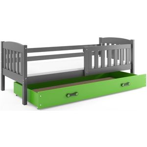 BMS Detská posteľ KUBUŠ 1 s úložným priestorom | sivá Farba: Sivá / zelená, Rozmer.: 160 x 80 cm vyobraziť