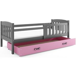 BMS Detská posteľ KUBUŠ 1 s úložným priestorom | sivá Farba: Sivá / ružová, Rozmer.: 160 x 80 cm vyobraziť
