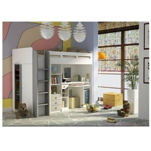 ArtFMbra Detská poschodová posteľ so stolíkom UNIT | biela/sivá vyobraziť