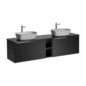 ArtCom Kúpeľňová skrinka s umývadlom a doskou SANTA FE Black DU180/1 | 180 cm vyobraziť