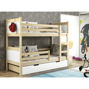 Elvisia Poschodová posteľ DAVE s roštom | borovica/biela 80 x 180 cm vyobraziť