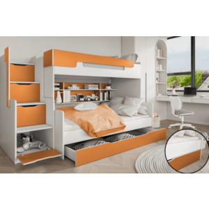 ArtBed Detská poschodová posteľ HARRY | biela/oranžová vyobraziť