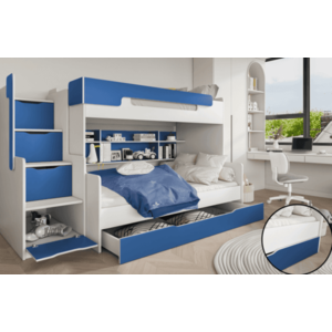ArtBed Detská poschodová posteľ HARRY | biela/modrá vyobraziť