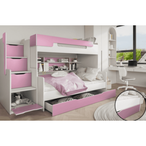 ArtBed Detská poschodová posteľ HARRY | biela/ružová vyobraziť