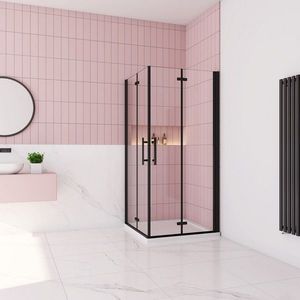 H K - Sprchovací kút MELODY BLACK R1170, 110x70 cm so zalamovacími dverami vrátane sprchovej vaničky z liateho mramoru SE-MELODYBLACKR1170/THOR-11070 vyobraziť