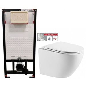 DEANTE Podstavný rám, pre závesné WC misy bez tlačidla + WC INVENA LIMNOS WITH SOFT se sedlem RIMLESS CST_WC01 X LI1 vyobraziť